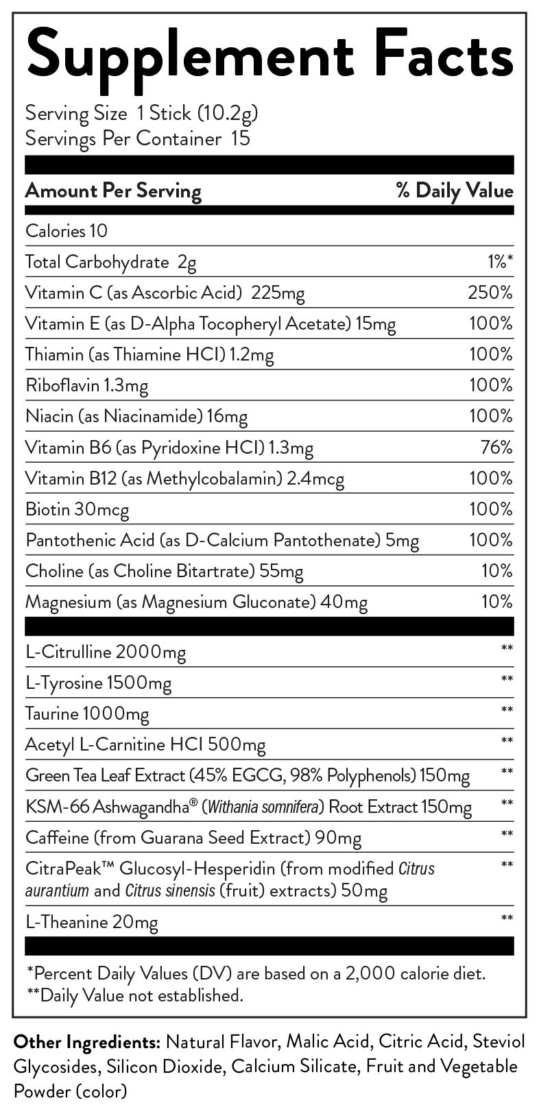 watermelon energy supplement facts nutrition sheet