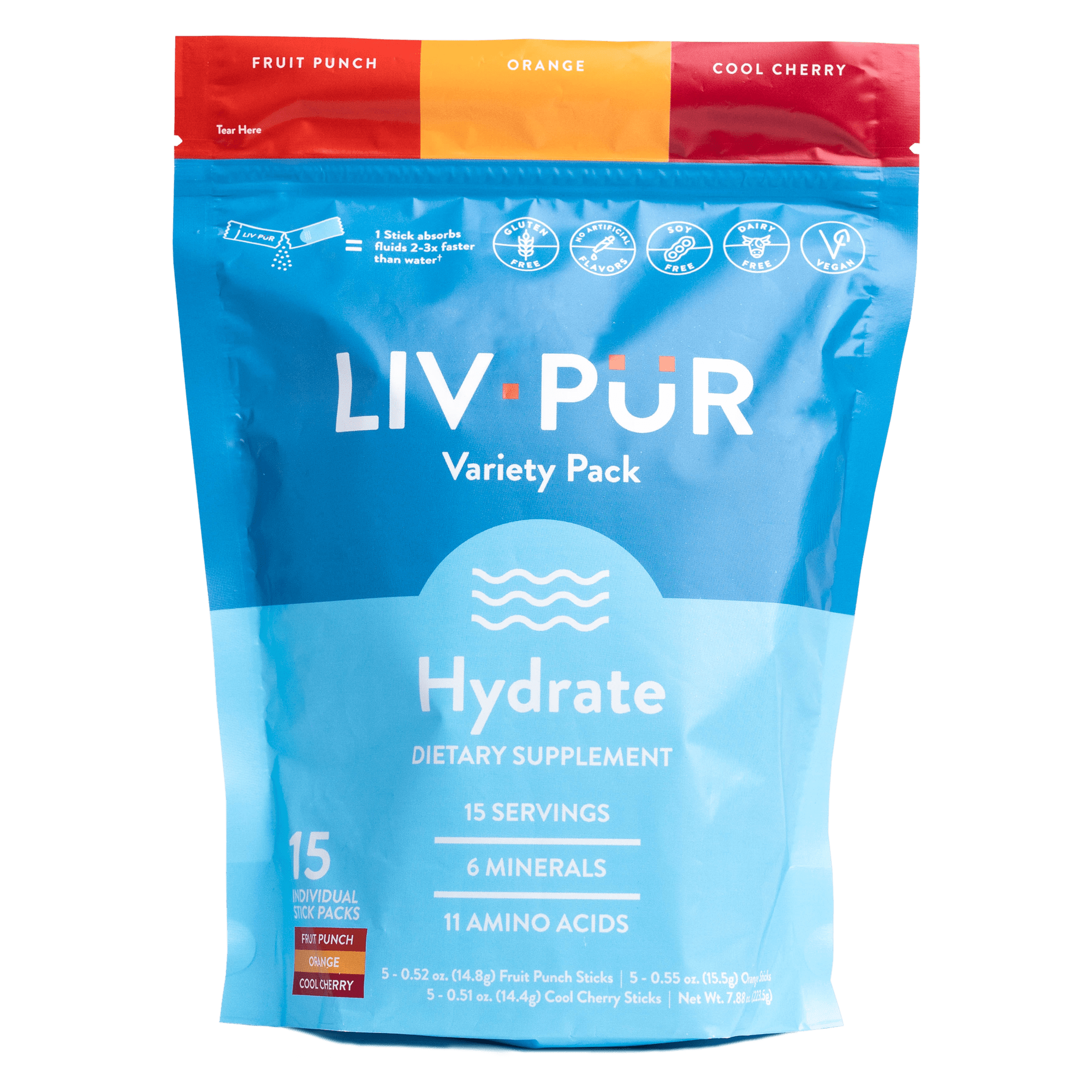 LivPur Nutrition Hydrate Hydration Powder w/Electrolytes | Essential Amino Acids & Nutrients | NSF Certified for Sport, No Artificial Flavors | Easy
