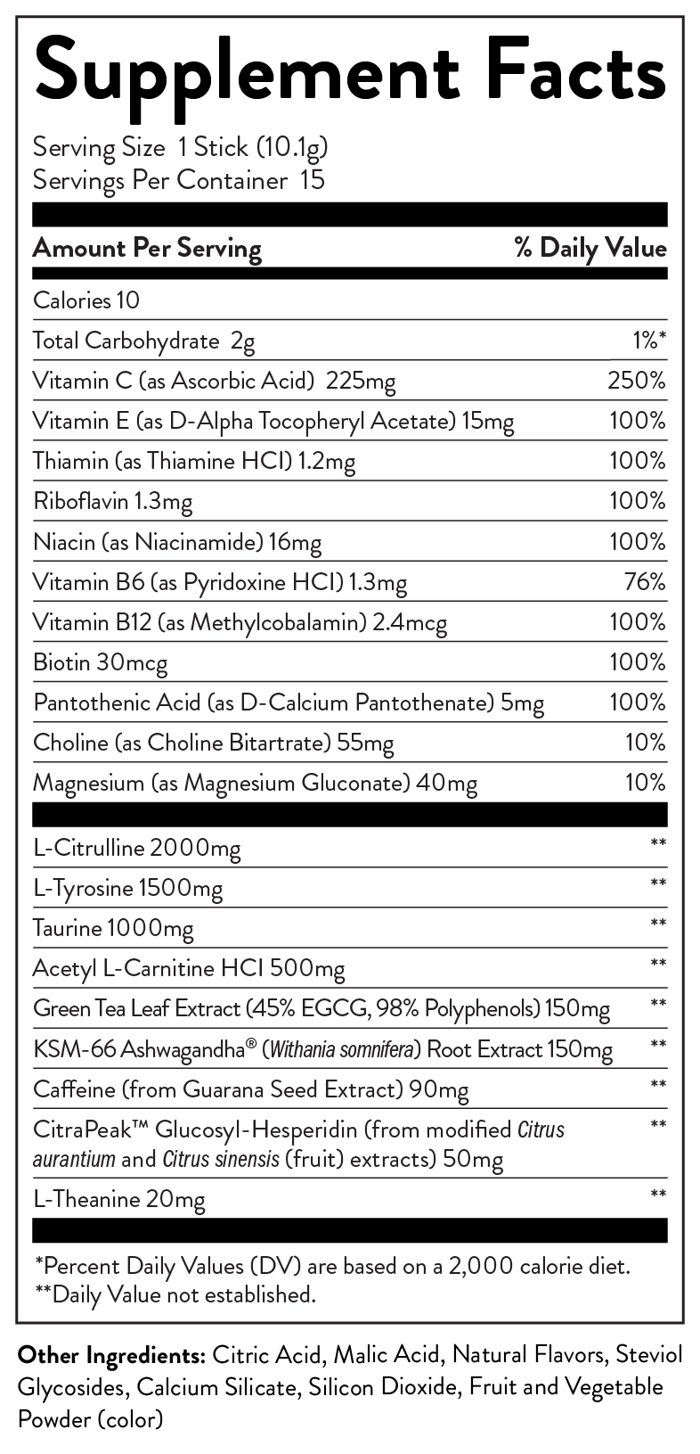 Energy supplement sticks LivPur Nutrition